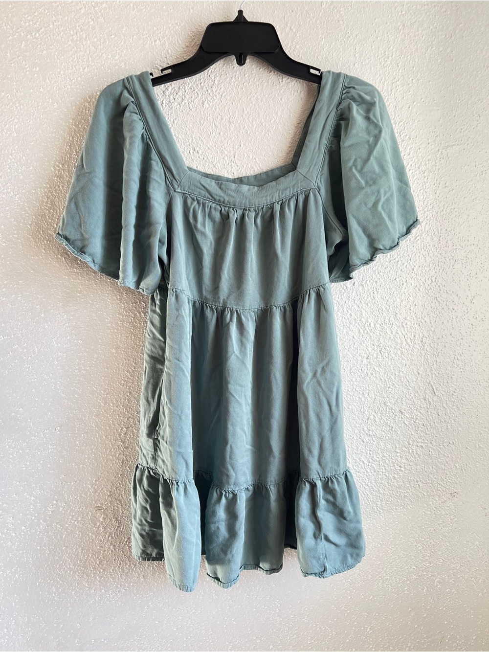 Maurices Sage Green Square-Neck Tiered Babydoll Tunic